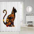 thumbnail image 2 of Manfei Groovy Cat Shower Curtain 72Wx78L, Tribal Boho Floral Bath Curtain, White Orange Black, 2 of 5