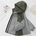 thumbnail image 2 of Volohai Boys Windbreaker Jacket with Hood, Lightweight Water-Resistant Rain Jacket for Kids Ages 5-15, Green Full-Zip Outdoor Jacket,Size 10-11 T, 2 of 6