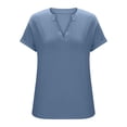 thumbnail image 6 of LNWUY Womens Blouses Spring Tops Solid Color V- Neck Short Sleeve Shirts Dressy Casual Summer Vacation Fashion Clothing Blue XXL, 6 of 6