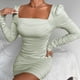 thumbnail image 5 of Vestido mini ajustado de manga larga sexy para mujer, vestidos de cóctel fruncidos sin espalda, 5 of 7