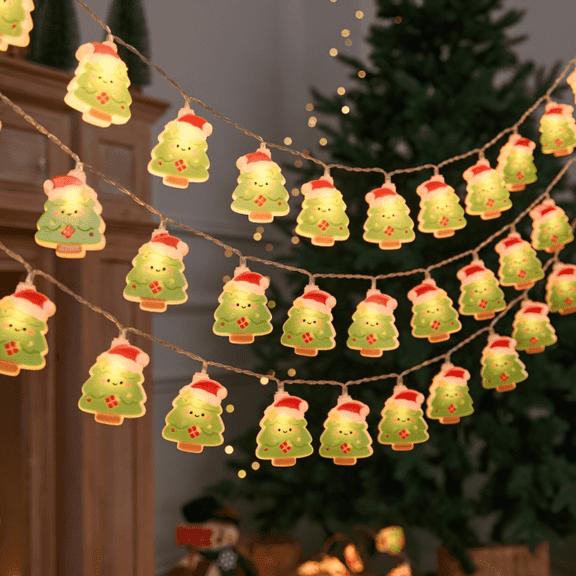 ZHUYZ Christmas Santa String Lights, 10 FT 20 LED Christmas Tree Lights Battery Operated, Christmas Tree Curtain Fairy Lights , for Indoor Outdoor Holiday Flashing Decoration