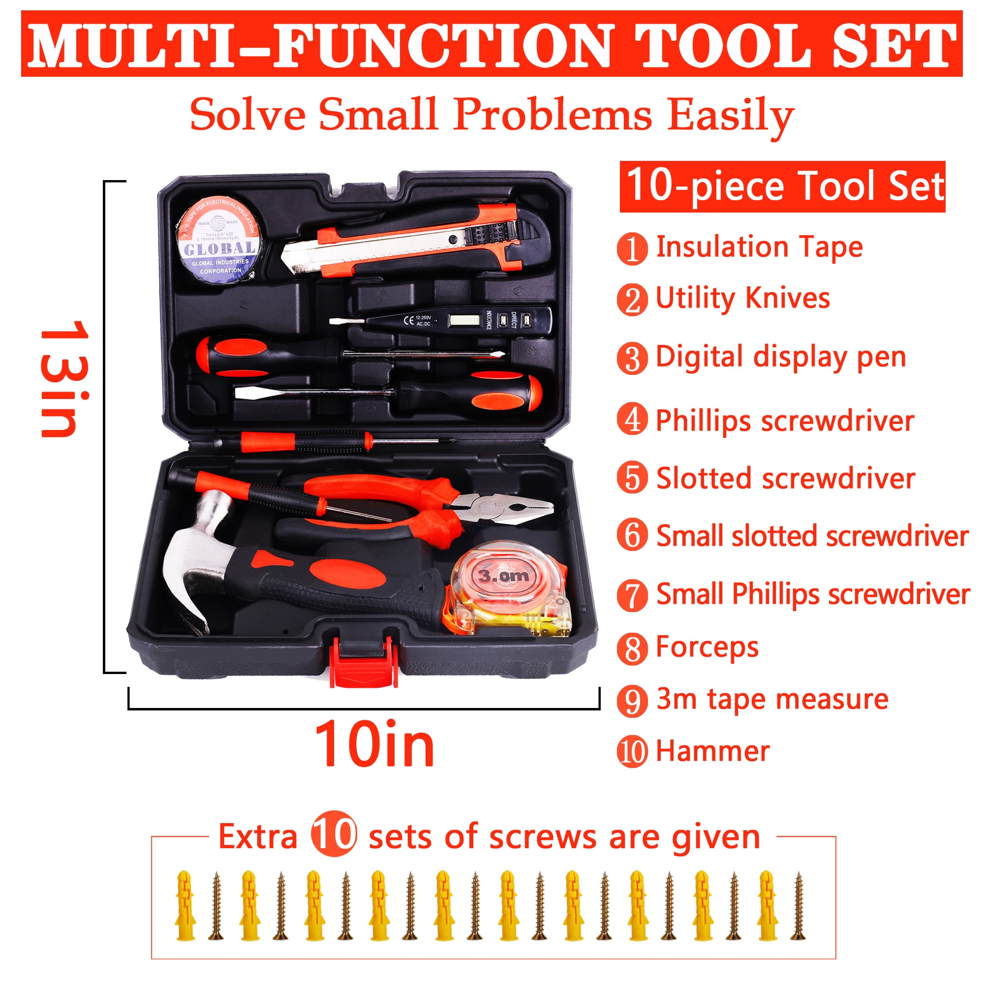 YILAIRIOU Car Emergency Kit- Roadside Assistance Emergency Kit, Car Emergency Kit with Jumper Cables, Safety Kits for Cars,Folding Shovel, Tow Rope,Car Tool Kitcar