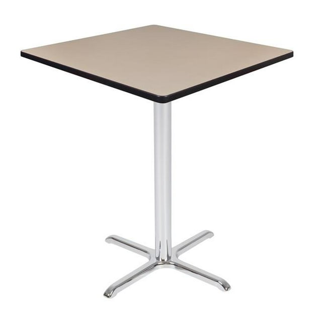 Regency TVCX3636BECM Cafe High 36 in. Via Cafe High Square X-Base Table, Beige & Chrome