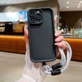 thumbnail image 5 of Funda de teléfono de lujo con cordón suave mate para iPhone 15, 14, 13, 12, 11, 16 Pro Max, X, XS Max, XR, 7, 8 Plus, correa de mano, funda a prueba de golpes, 5 of 5