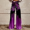 thumbnail image 2 of Bovemsi Wide Leg Pants Woman High Waist Patterned Lightweight Loose Fit Casual Colorful Trouser Jeans Travel Pants, 2 of 9