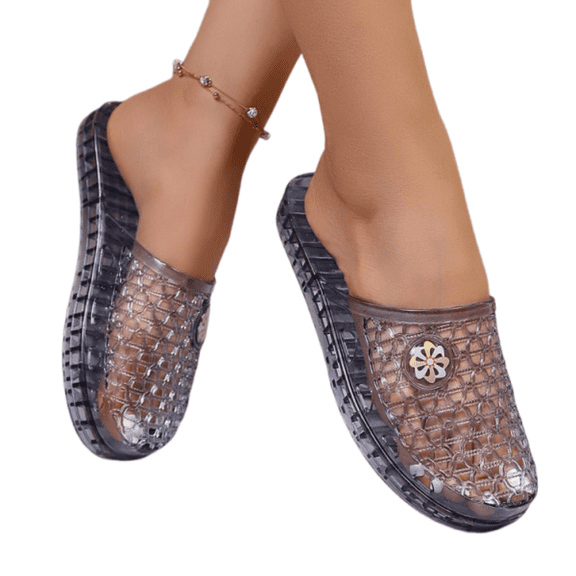 Jelly Mesh Ballet Flats Jelly Sandals for Women Clear Slip-On Mule Breathable Non-Slip Sole Flexible Soft Arch Support Easy On/Off Design Girls Women Beach Cruise Travel Walking,Blue 38