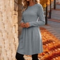 thumbnail image 5 of Ashirexll Casual Dresses for Women Winter Casual Pullover Long Sleeve Round Neck Solid Color Dress with Pockets, 5 of 7