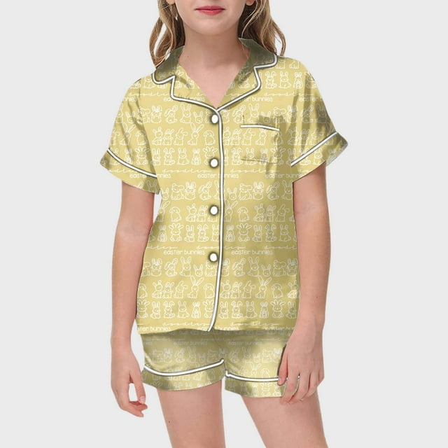 WEAIXIMIUNG Ensemble de Pyjama de Pâques pour Enfants Peint à la Main avec Pyjamas Colorés Filles Peuvent Jouer et le Porter Quotidien 110
