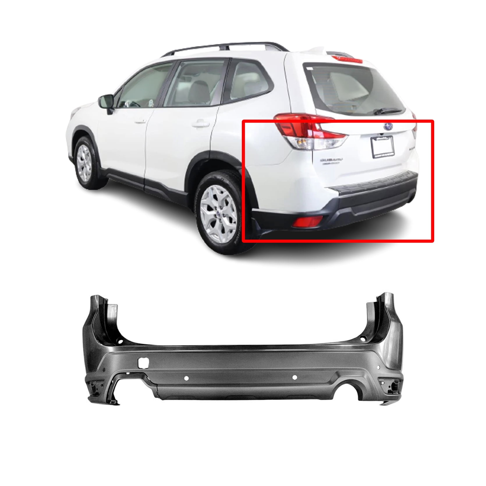 Rear Bumper Cover For 20192021 Subaru Forester W/ Park Holes Primed