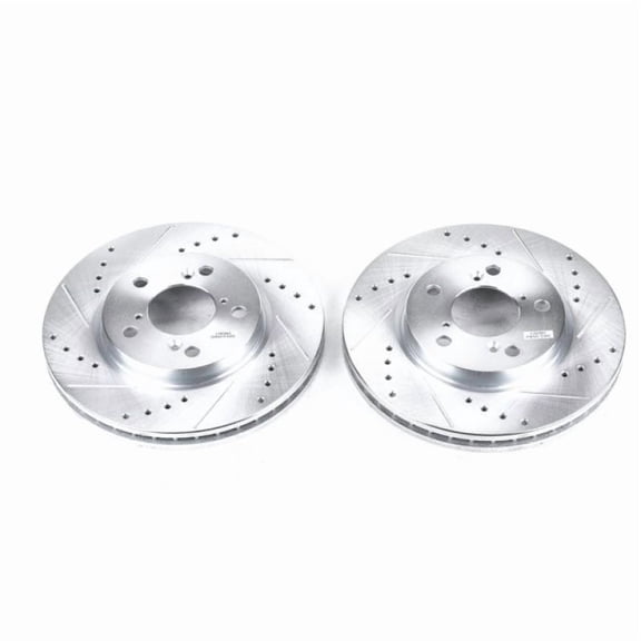 Power Stop Front Pair of Drilled and Slotted Brake Rotors JBR989XPR Fits 2007 Honda Odyssey