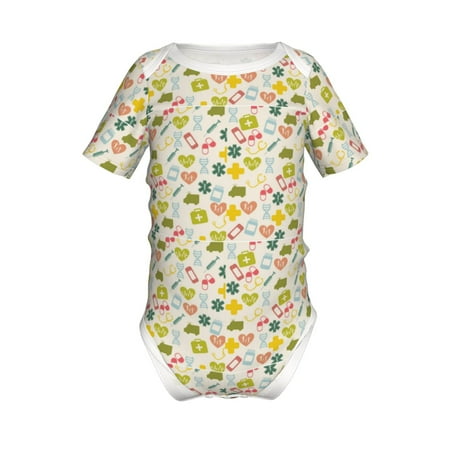 

Lukts Medical Icons Print Baby Short Sleeve Romper Onesie for Newborn Baby Boys and Girls-12 Months