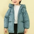 thumbnail image 4 of Parkas de manga larga, ropa de invierno para niños y niñas, chaqueta de plumón de terciopelo grueso para niños, chaqueta corta con capucha y bloques de color, tops de algodón para niños, 4 of 7