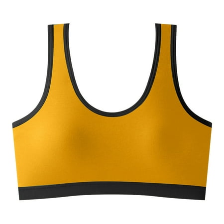 QYZEU Women Bras Wireless Lightweight Solid Color Sports Bras Push Up Breathable Soft Underwear Seamless Comfortable Straps Tank Top Bra Yellow XL