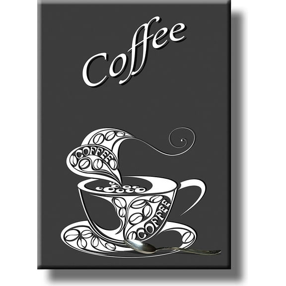 Cup of Coffee and Spoon Picture on Stretched Canvas, Wall Art Decor, Ready to Hang