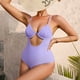 thumbnail image 2 of Traje de baño de pieza libre con cuello en V y hueco de color sólido cómodo para mujer OAVQHLG3B Store lin121212, 2 of 4