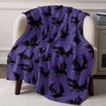 thumbnail image 2 of Flannel Fleece Throw Blanket Halloween Crow Horror Black Shadow Lightweight Soft Plush Blankets,Retro Purple Cozy Warm Throw Blanket for Couch Sofa Bed Car Office All Season Use 40x50in, 2 of 9