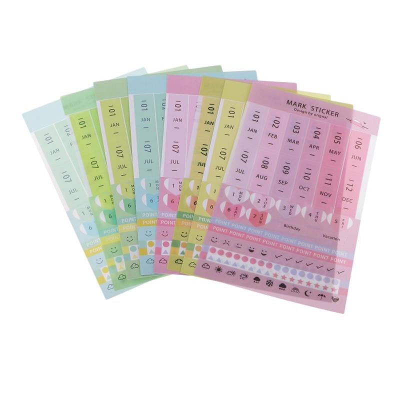 STOBOK 4Pcs Monthly Index Tabs Stickers 2019 Calendar Index Reminder Tabs DIY Self-Adhesive Stickers Flags for Scrapbook Planner 