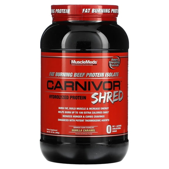 MuscleMeds Carnivor Shred, Hydrolyzed Protein, Vanilla Caramel, 1.91 lbs (868 g)