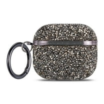 Bling Glitter Case for Airpods 3rd Gen 2021, With Keychain Slim Hard PC Case Women Girl Cover Wireless Charging Case for Apple Airpod Gen 3, Black