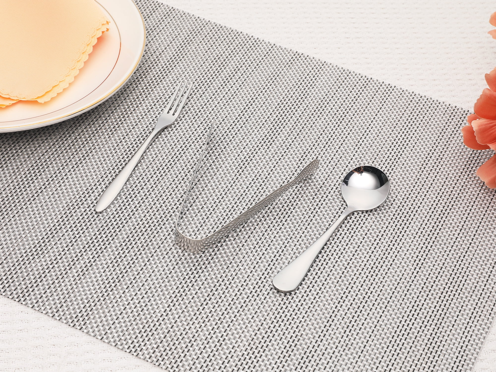 Unique Bargains 12 Pcs Stainless Steel Flatware Set Mirror Polished Cutlery Silver