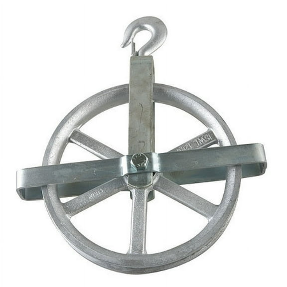Well Wheel Pulley Block, Fibrous Rope, 1,200 lb Max Load, Electro-Galvanized