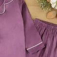 thumbnail image 4 of KPOPLK Girls Pajamas Silk Satin Pajama Set Long Sleeve Button Down Sleepwear(5-6 Years,S48-Purple), 4 of 6