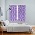 thumbnail image 3 of Purple Moroccan Kitchen Curtains Window Panels, Boho Ethnic Abstract Quatrefoil Motifs Insulated Window Treatment Curtain, Grommet Curtains for Bedroom/Living Room/Bathroom, 2 Piece 52"Wx84"L, 3 of 8