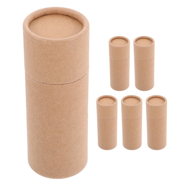 6pcs Essential Oil Bottle Box Kraft Paper Cylindrical Containers Round Paper Tube Holder Tea Box Packaging Cardboard Tubes With Lid