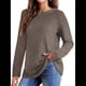 thumbnail image 2 of Camisas de Larga para Mujer, Blusas Holgadas de Cuello Redondo, Elegantes, Informales, para Otoño e Invierno. Caqui XXL, 2 of 5