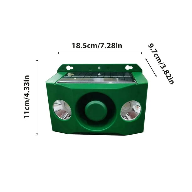 Luz de Advertencia Solar Repelente de Bestias con Alarma Fuerte, 2 Proyectores 110x185x97Mm, Resistente Al Clima para Disuasión de Animales Al Aire Libre
