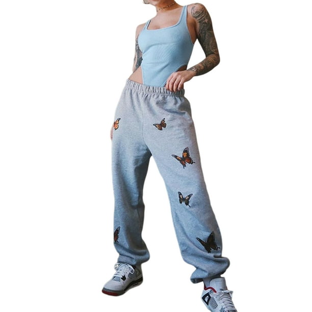 butterfly print sweatpants