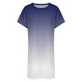 thumbnail image 4 of Aesthetic Ultramarine Blue And White Gradient Women Nightgown Sleepwear Short Sleeves For Vacations Travels Nightgowns Women's Pajamas, 4 of 7