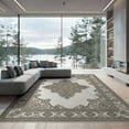 thumbnail image 2 of ODIKA 8'x10' Washable Area Rug Durable, Non-Slip Beige Dining Symmetrical Textured Taupe Intricate Traditional for Living Room, Under Sectional, Family, 2 of 7