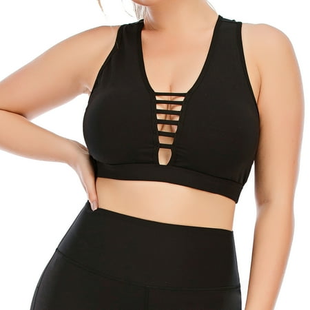 

Women Plus Size Hollow Cut Racerback Sports Bra Vest Crop Yoga Activewear