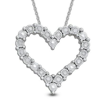 Tru Miracle 1/8 Carat T.W. Diamond Heart-Shaped Sterling Silver Pendant with Chain