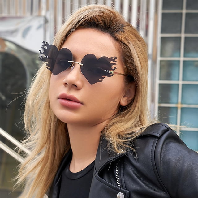 Gafas de sol unisex Macarena en corazón con colgante sin montura UV400 Gris