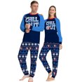 thumbnail image 3 of Avamo Ensemble de Pyjamas Assortis pour Femmes, Hommes, Enfants, Col Rond, Imprimé Bonhomme de Neige, Bleu, Maman, 3 of 8