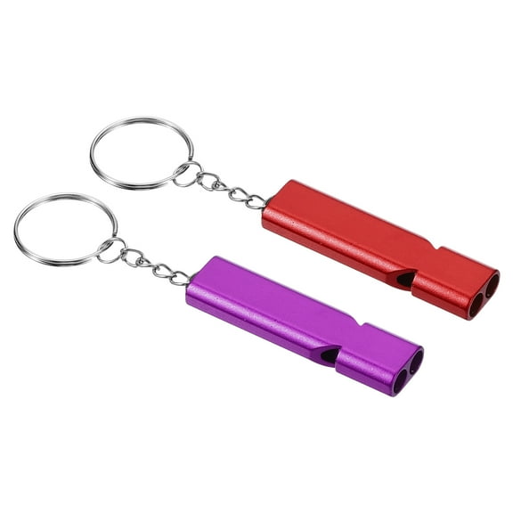 Uxcell Survival Whistle, Loud Sound Aluminum Outdoor Safety Whistle for Hiking Red, Purple