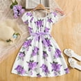 thumbnail image 2 of ASFGIMUJ Girls' Clothes 10 Years Old Princess Dress 2024 Summer Children's One Line Strap Short Sleeved Dress,Size 9 Years-10 Years, 2 of 9
