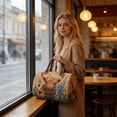 thumbnail image 4 of Under 25 Dallars! Hand-Embroidered Highland Cow Sunflower Tote Gym Bag, Hand-Stitched Quilted Travel Tote Duffle with Rustic Farmhouse Countryside Design, Valentine's Mother's Gift for Women Men(L), 4 of 7