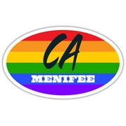Menifee CA California Riverside County Rainbow Pride Flag 6 Stripes Pride Flag Euro Decal Bumper Sticker 3M Vinyl 3" x 5"