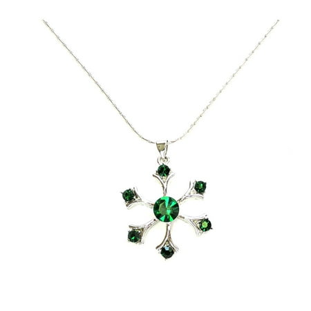 Faship Green Snowflake Necklace Earrings Set Faship Green Snowflake Necklace Earrings Set