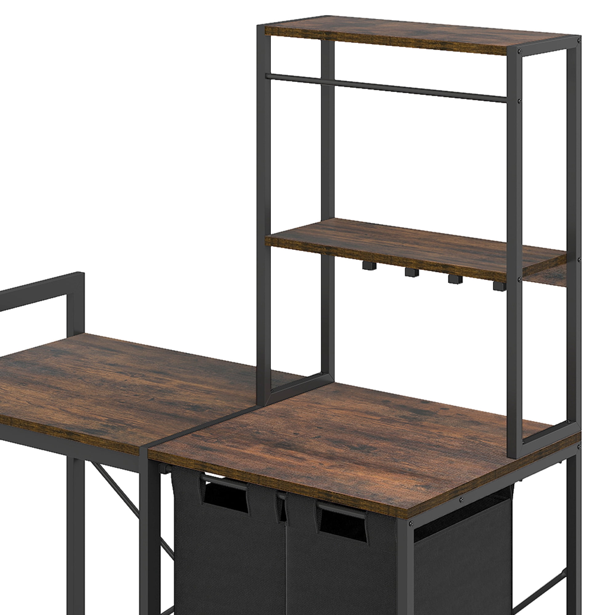 Uforic Laundry Storage Shelves with Hamper, Washer & Dryer Storage Rack, Brown