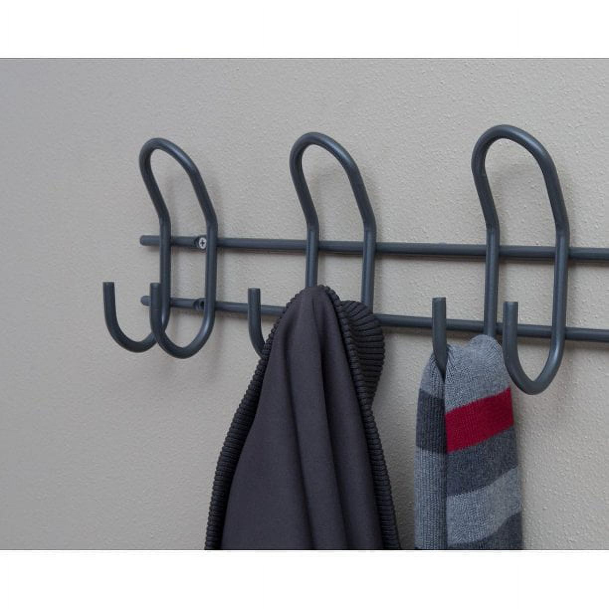 Hyper Tough Heavy Duty Wall Mounted Multi Hook Organizer, Gray, 17 in