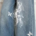 thumbnail image 5 of Girl's Rhinestone Sparkly Baggy Jeans Elastic Waist Straight Leg Denim Pants 5-15 Years, 5 of 7