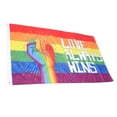 thumbnail image 3 of Fist Pattern Rainbow Color Flag Fist Pattern Love Always Win Rainbow Color Fade Resistant Flag, 3 of 5