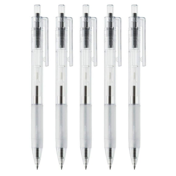 MUJI MoMA Polycarbonate Clear Ball Point Gel Pen Black 0.7mm 5pcs Made in Japan