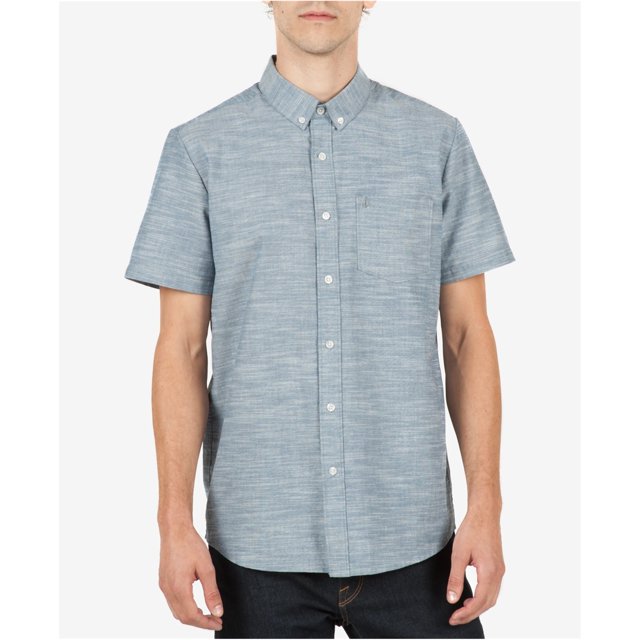 Volcom Oxford Button Up Shirt para hombre, azul, mediano Volcom Botones al frente