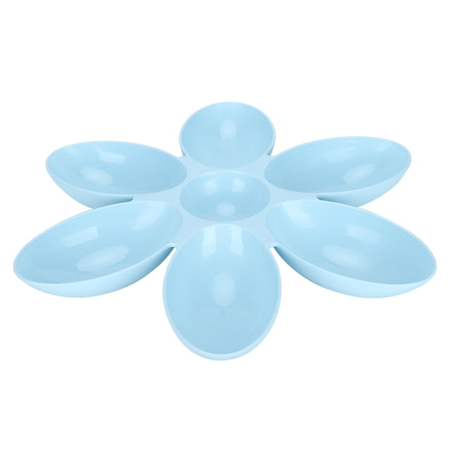 Cuencos para gatos de grado alimenticio con forma de pétalos de flor, 6 rejillas, para comida y agua (azul)