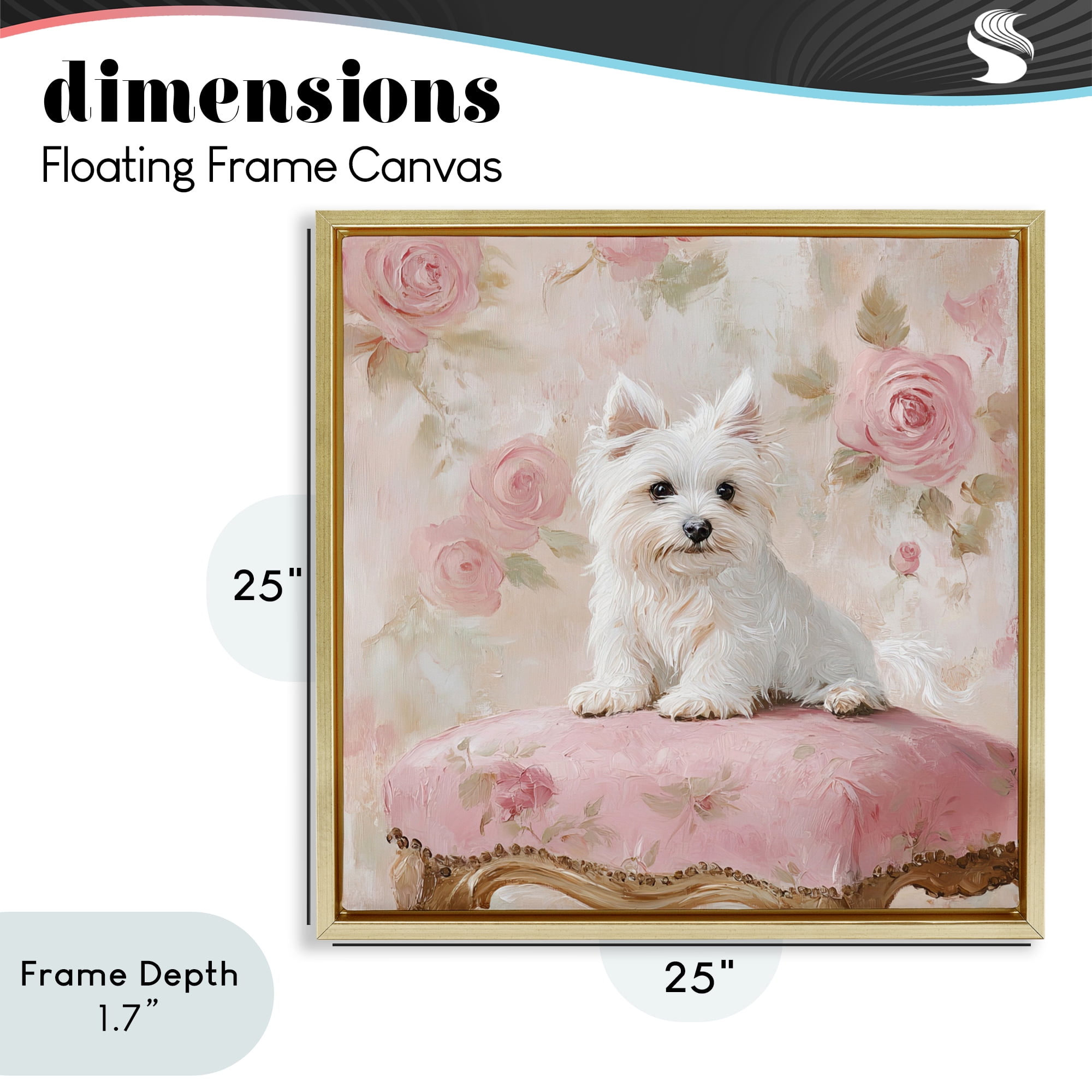 Stupell Industries Fancy Francesca Puppy Gold Framed Floater Canvas Wall Art, design by Tina LeCour
